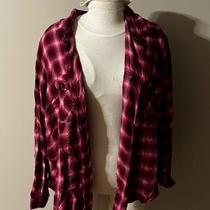 Pink Plaid Button-Up Shirt